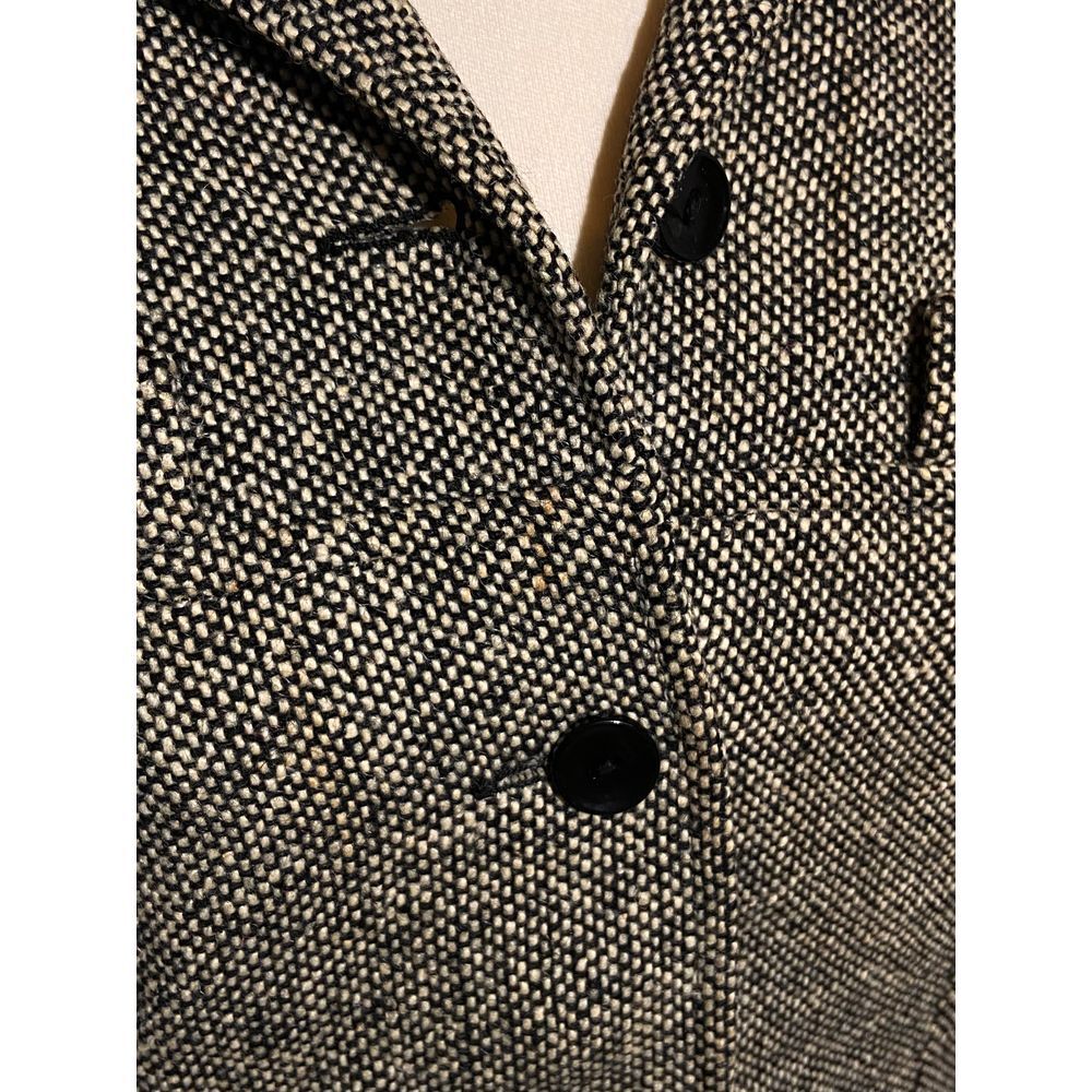 Vtg Arthur Jay S Blk Cream Tweed 3/4 Slv Short Cropped Swing 50s 60s Jacket - Picture 11 of 11